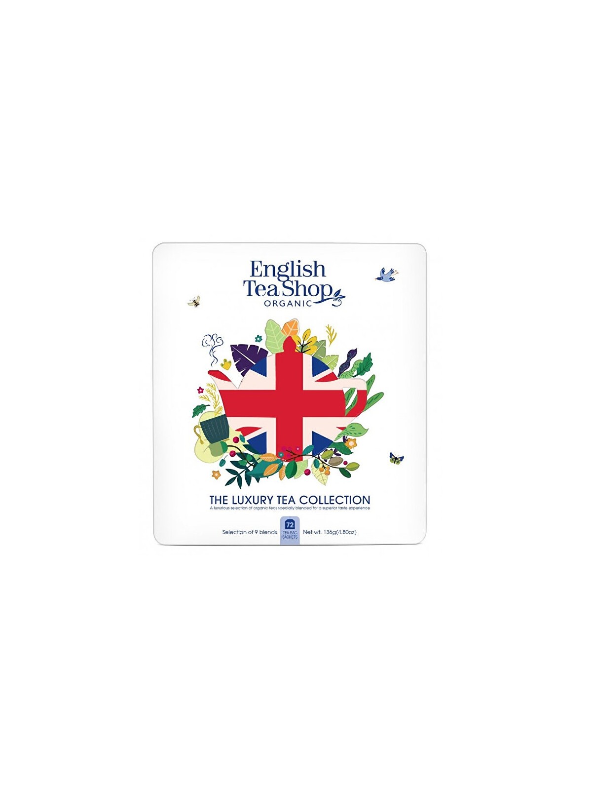 English Tea Shop Set regalo Union Jack bianco in scatola di latta BIO 72 bustine unisex
