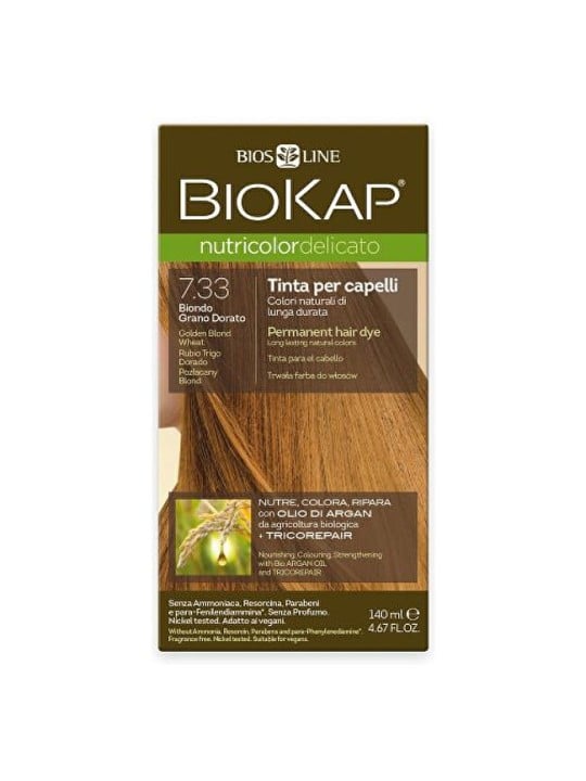 Biokap NUTRICOLOR DELICATO - Tintura per capelli - 7.33 Biondo Oro grano 140ml unisex