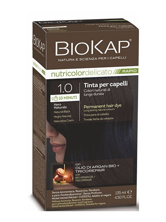 Biokap Tintura per capelli BIOKAP DELICATO RAPID - 1.0 Nero naturale 135ml donna