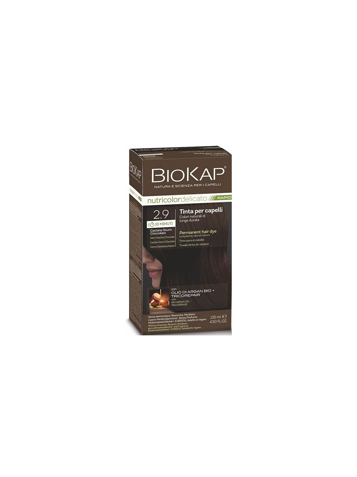 Biokap Tintura per capelli BIOKAP DELICATO RAPID - 2.9 Castano scuro cioccolato 135ml donna