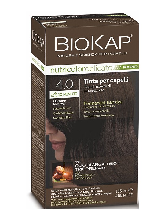 Biokap Tintura per capelli BIOKAP DELICATO RAPID - 4.00 Castano scuro naturale 135ml donna