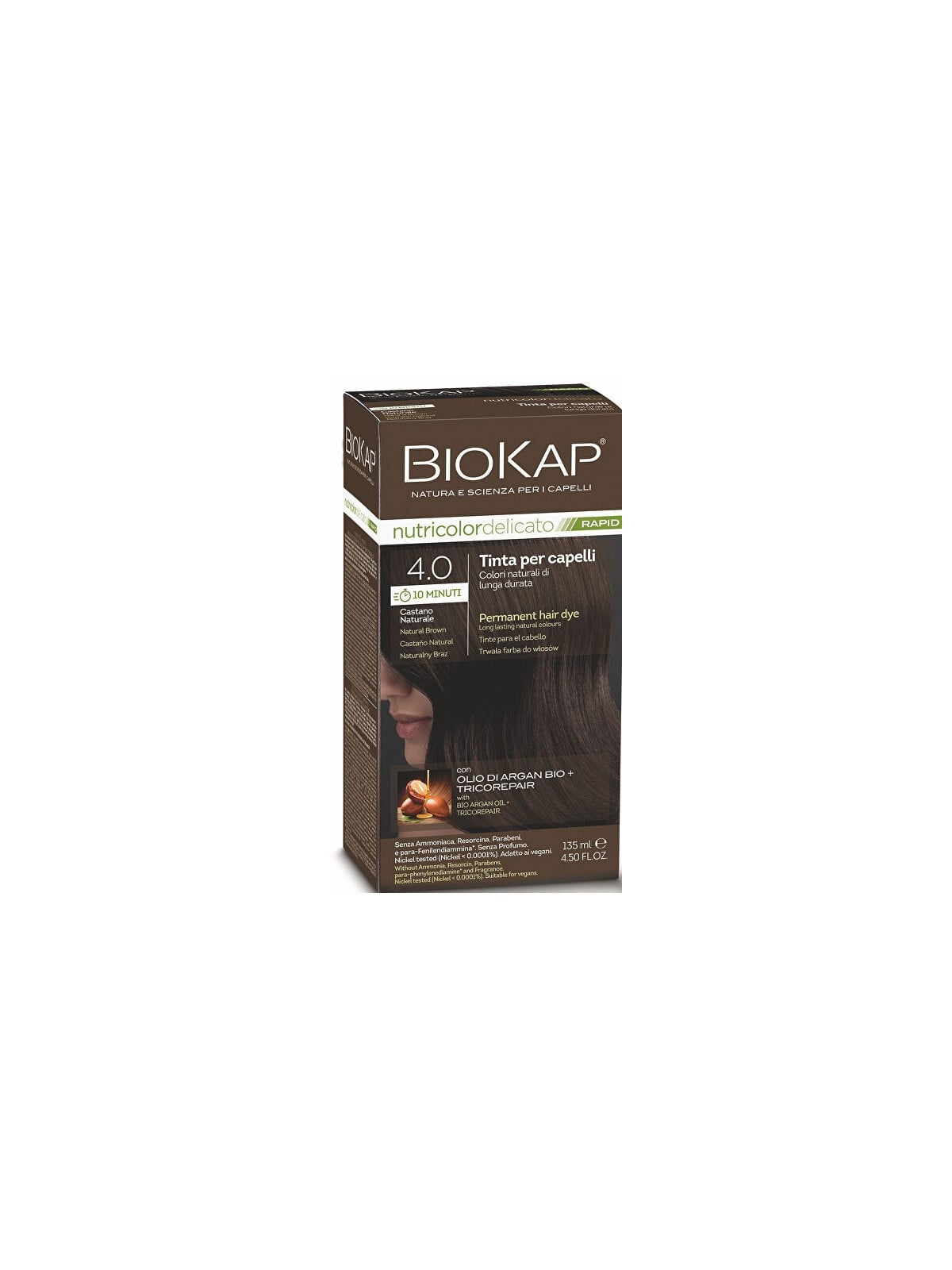 Biokap Tintura per capelli BIOKAP DELICATO RAPID - 4.00 Castano scuro naturale 135ml donna