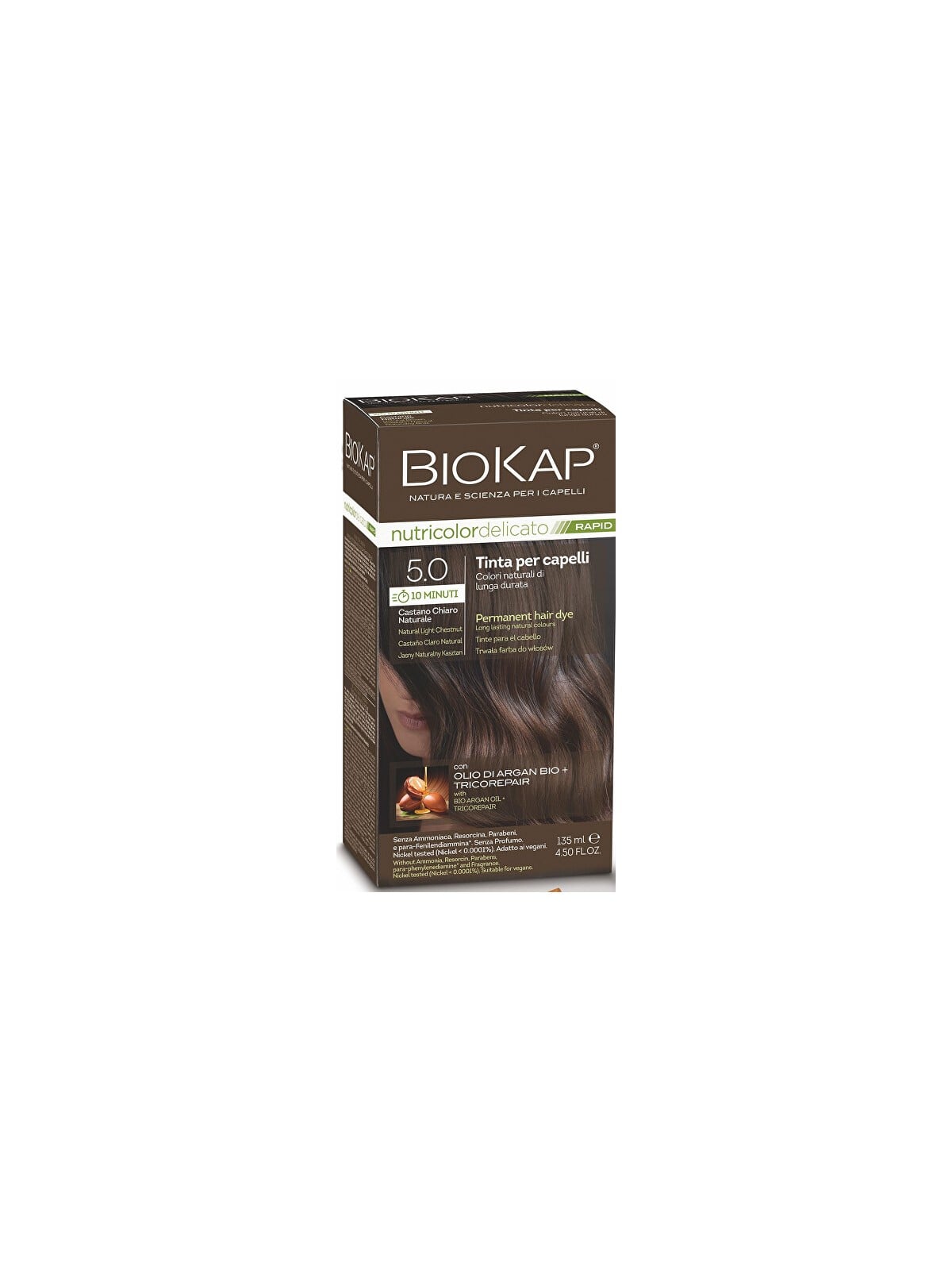 Biokap Tintura per capelli BIOKAP DELICATO RAPID - 5.0 Castano chiaro naturale 135ml donna