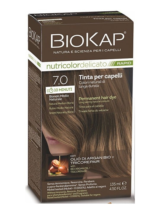 Biokap Tintura per capelli BIOKAP DELICATO RAPID - 7.0 Biondo medio naturale 135ml donna