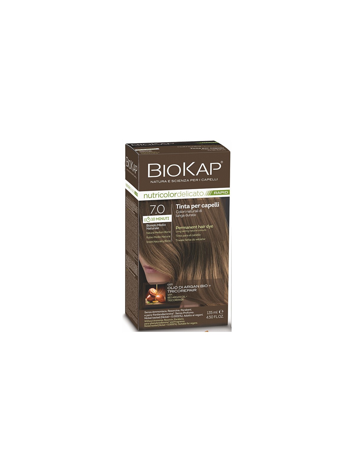 Biokap Tintura per capelli BIOKAP DELICATO RAPID - 7.0 Biondo medio naturale 135ml donna