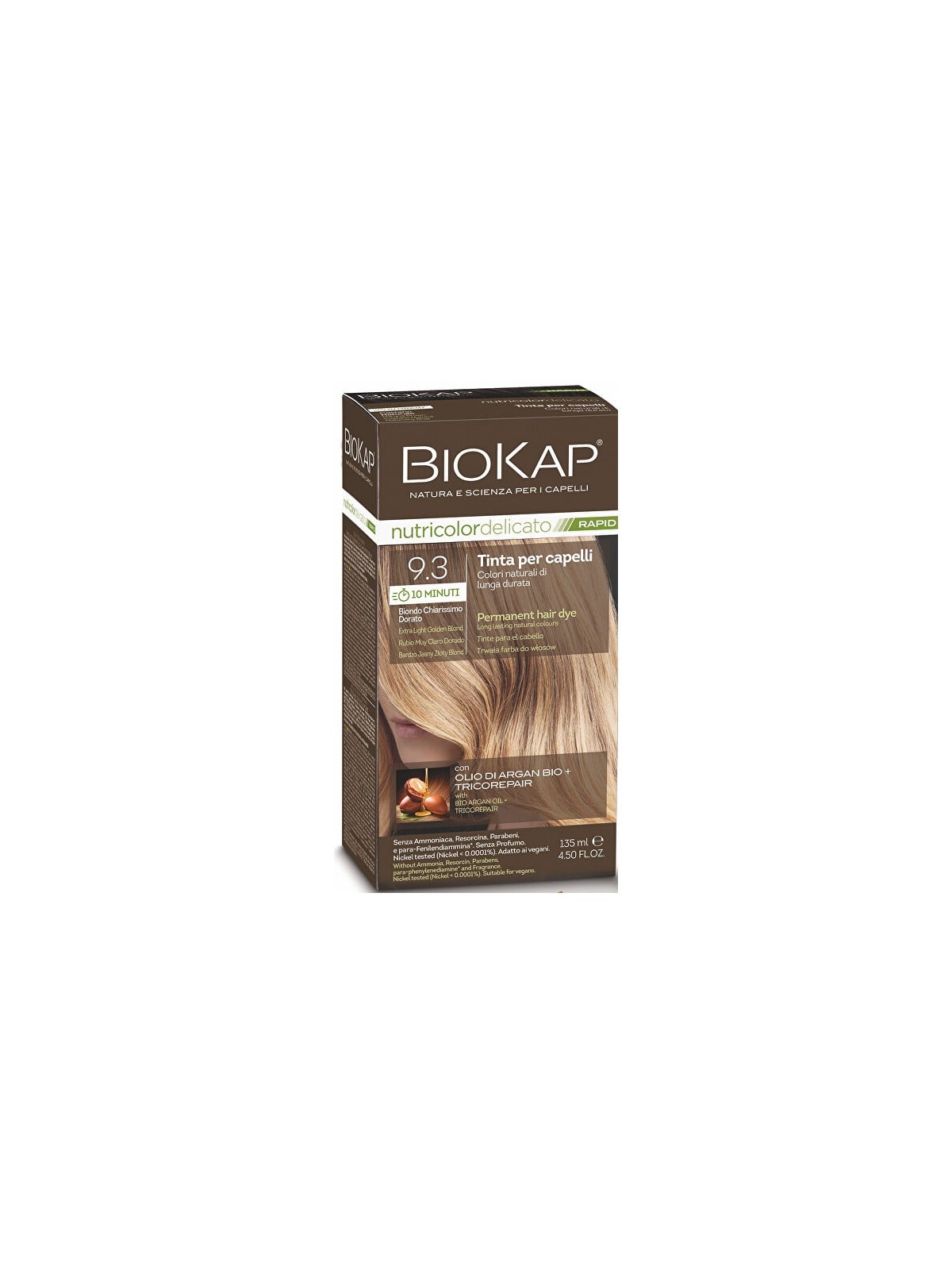 Biokap Tintura per capelli BIOKAP DELICATO RAPID - 9.3 Biondo chiaro dorato 135ml donna