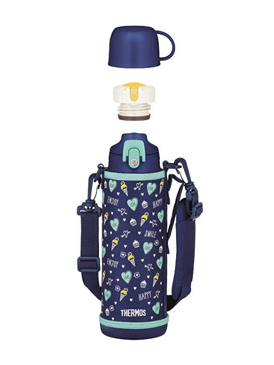 Thermos Thermos per bambini con due tappi - blu scuro 1000 ml bambino