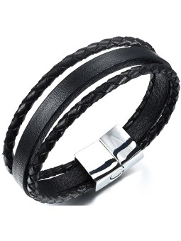 Troli Braccialetto con tre cinturini in pelle Maglione uomo