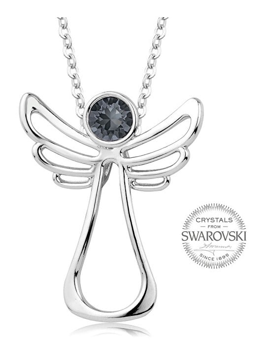 Levien Collana con angelo custode in cristallo scuro donna