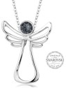 Levien Collana con angelo custode in cristallo scuro donna