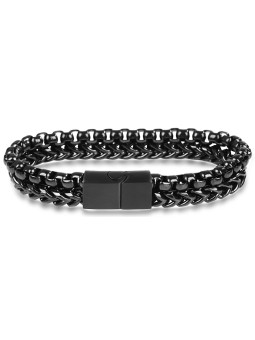 Troli Bracciale da uomo in acciaio nero uomo