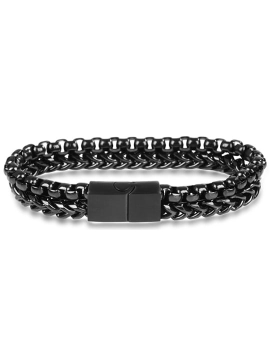 Troli Bracciale da uomo in acciaio nero uomo