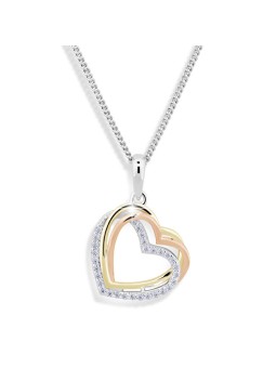 Modesi Collana a cuore tricolore con zirconi M43060 donna