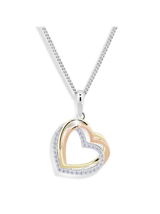 Modesi Collana a cuore tricolore con zirconi M43060 donna