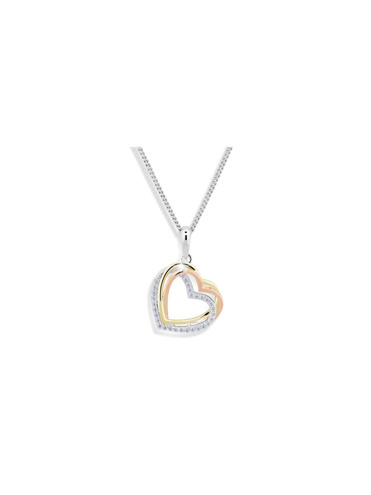 Modesi Collana a cuore tricolore con zirconi M43060 donna