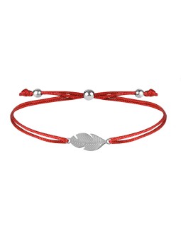 Troli Bracciale con cordino e piuma rossa/acciaio donna