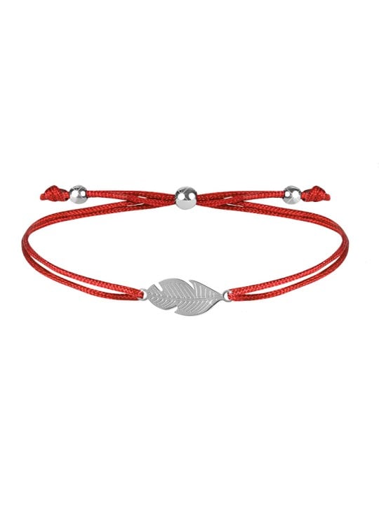 Troli Bracciale con cordino e piuma rossa/acciaio donna