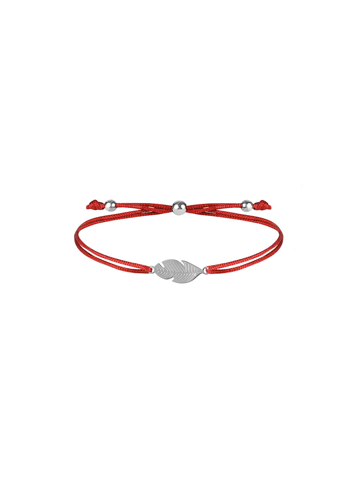 Troli Bracciale con cordino e piuma rossa/acciaio donna