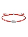 Troli Bracciale con cordino e piuma rossa/acciaio donna