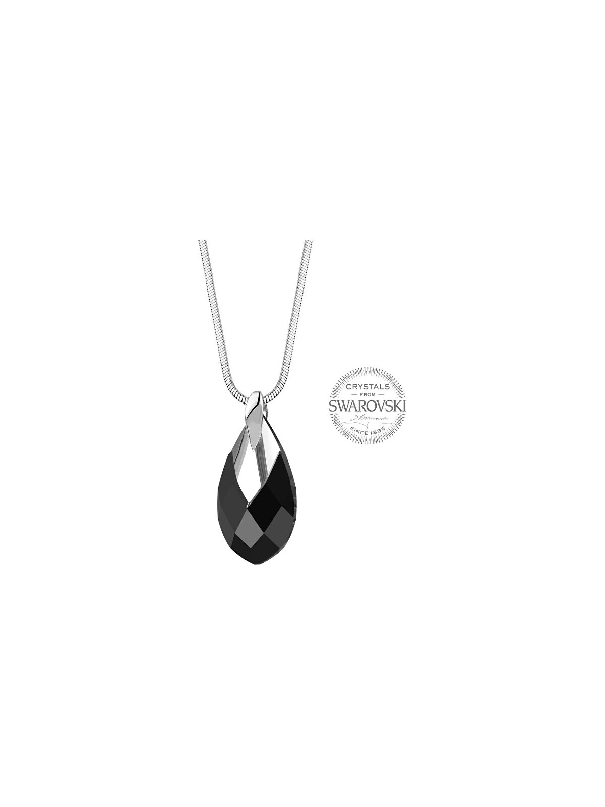 Levien Collana da donna con ciondolo a forma di pera e cristalli neri Metcap donna