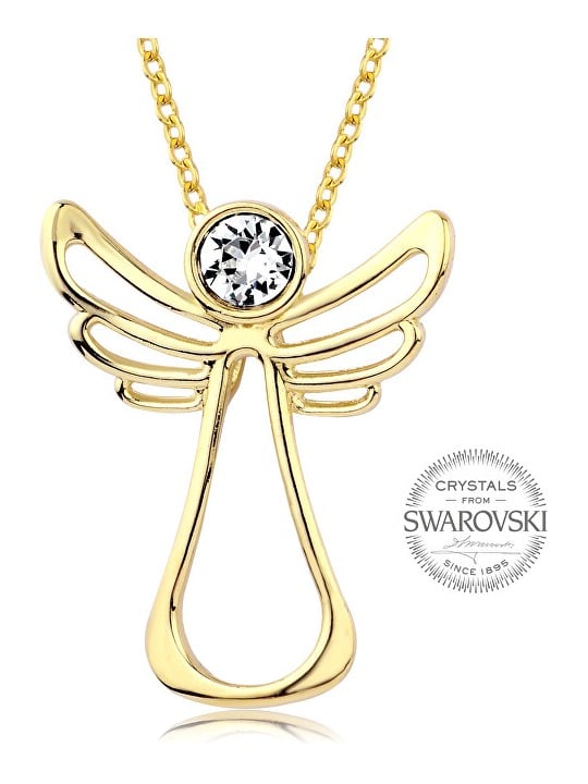 Levien Collana con angelo custode e cristallo placcata in oro donna
