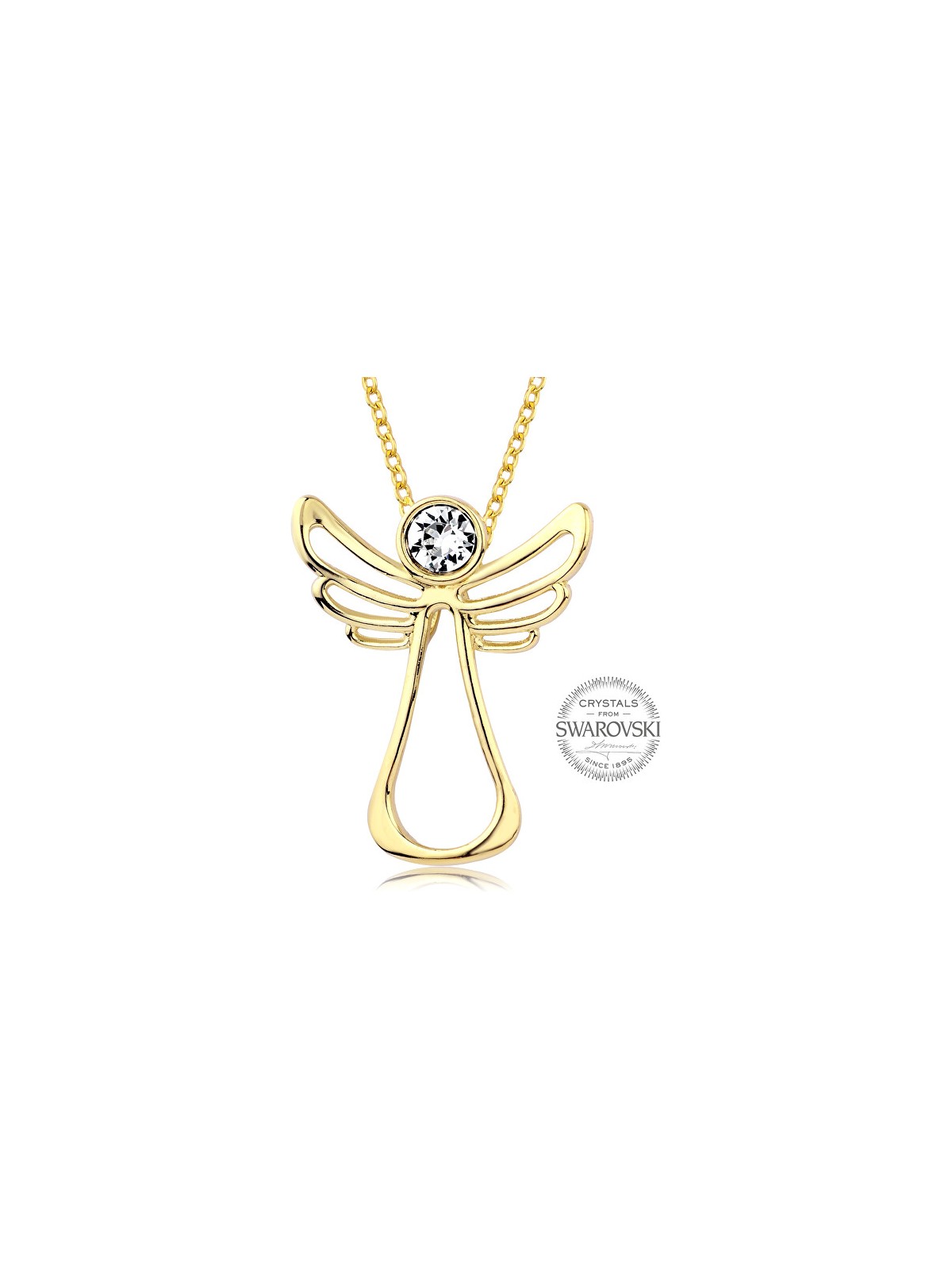 Levien Collana con angelo custode e cristallo placcata in oro donna