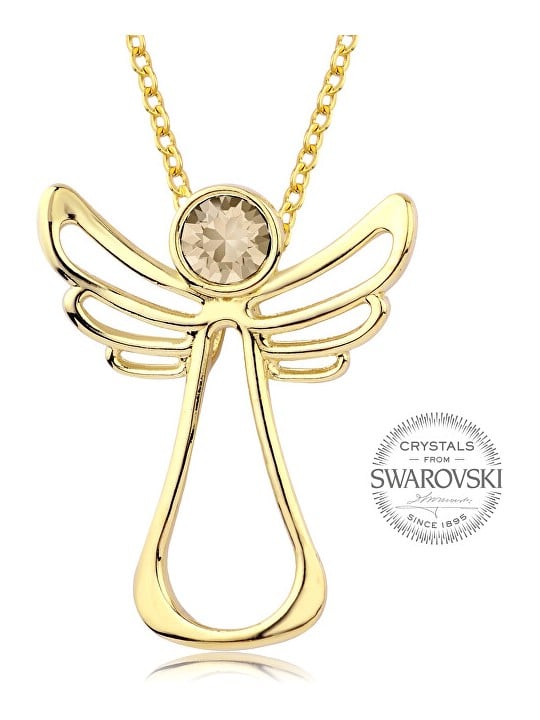 Levien Collana placcata in oro con cristallo a forma di angelo custode donna