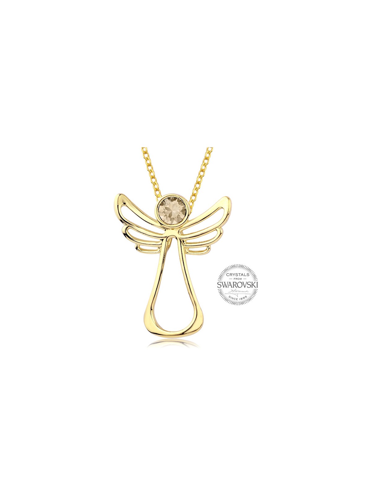 Levien Collana placcata in oro con cristallo a forma di angelo custode donna