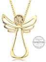 Levien Collana placcata in oro con cristallo a forma di angelo custode donna
