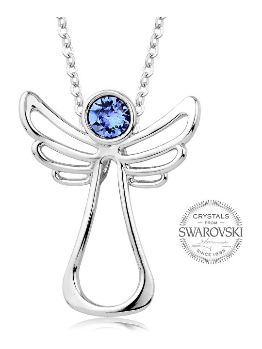 Levien Collana con angelo custode e cristallo blu donna