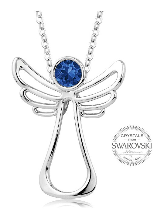 Levien Collana con angelo custode e cristallo blu scuro donna