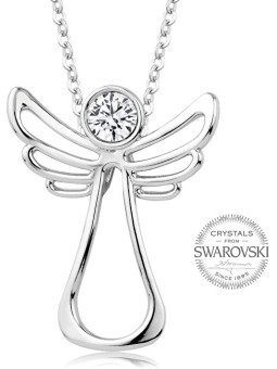Levien Collana con angelo custode e cristallo trasparente donna
