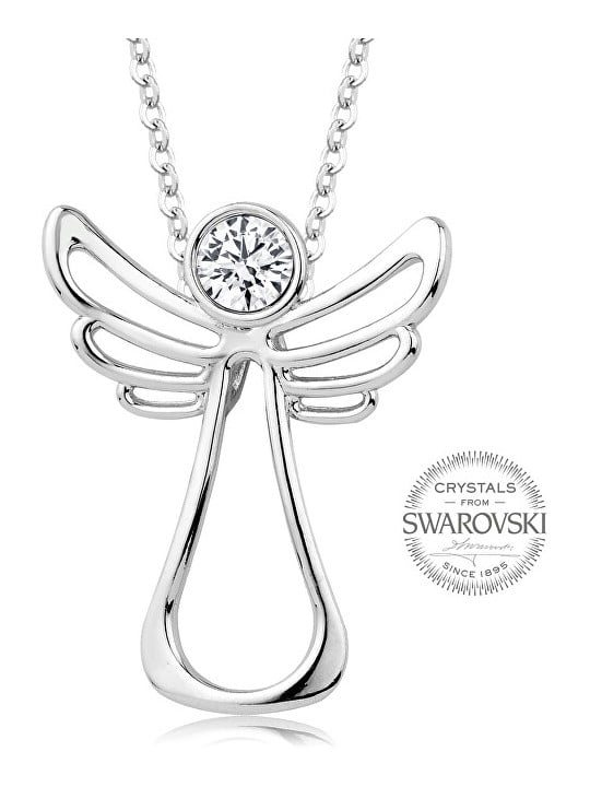 Levien Collana con angelo custode e cristallo trasparente donna