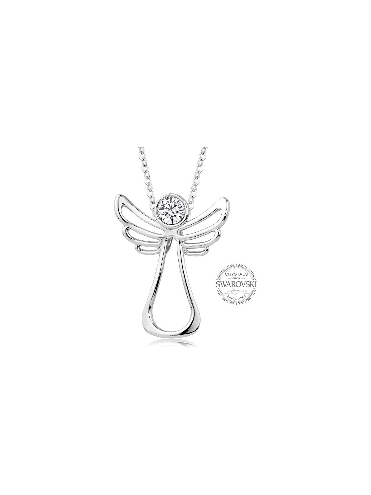 Levien Collana con angelo custode e cristallo trasparente donna