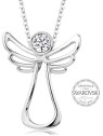 Levien Collana con angelo custode e cristallo trasparente donna