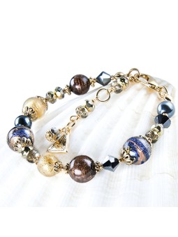 Lampglas Splendido bracciale Egyptian Queen con perle Lampglas e oro 24 carati BP28 donna