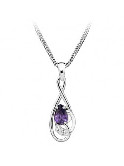 Silver Cat Collana alla moda con zircone ametista SC402 donna