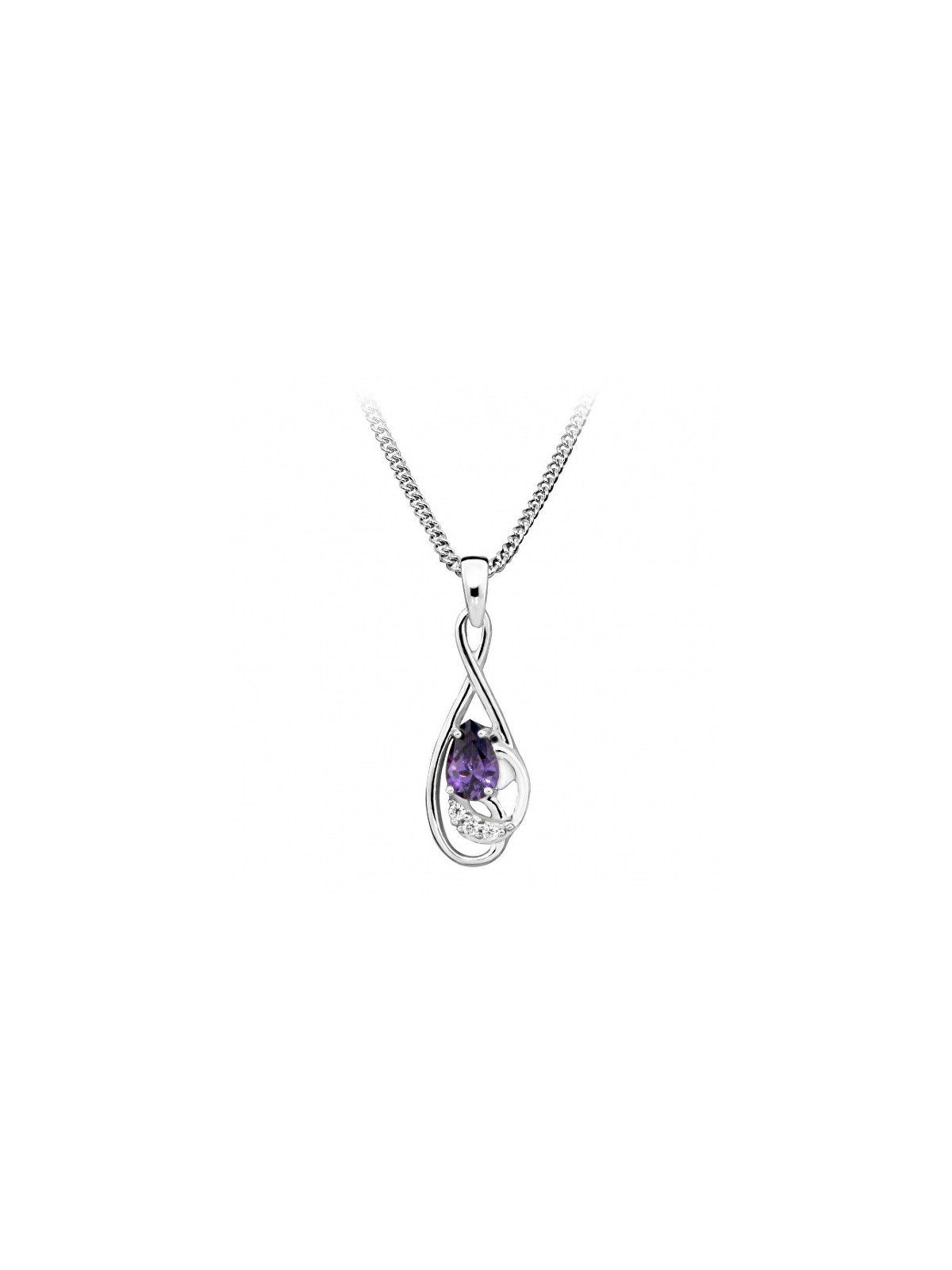Silver Cat Collana alla moda con zircone ametista SC402 donna