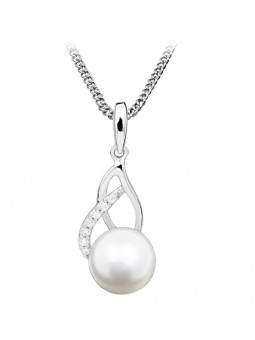 Silver Cat Delicata collana con perle e zirconi SC404 catena, pendente donna
