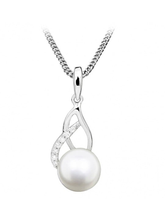 Silver Cat Delicata collana con perle e zirconi SC404 catena, pendente donna