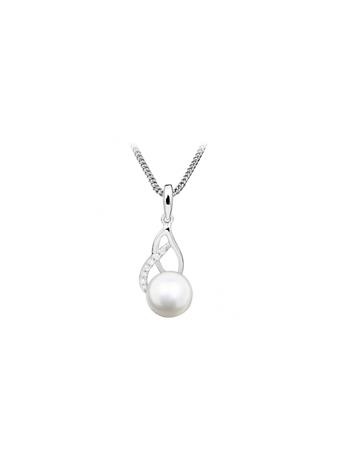 Silver Cat Delicata collana con perle e zirconi SC404 catena, pendente donna