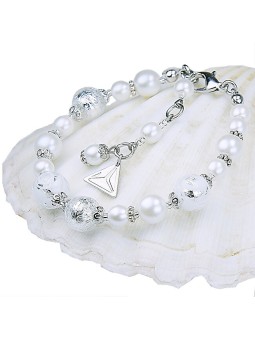 Lampglas Elegante bracciale in pizzo bianco con perle Lampglas e argento puro BP1 donna