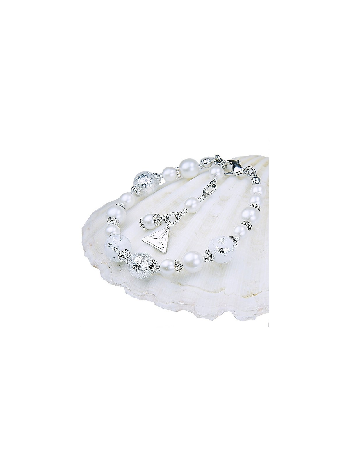 Lampglas Elegante bracciale in pizzo bianco con perle Lampglas e argento puro BP1 donna