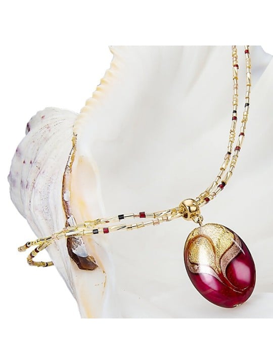 Lampglas Elegante collana del Mar Rosso con perla Lampglas in oro 24 carati NP25 donna