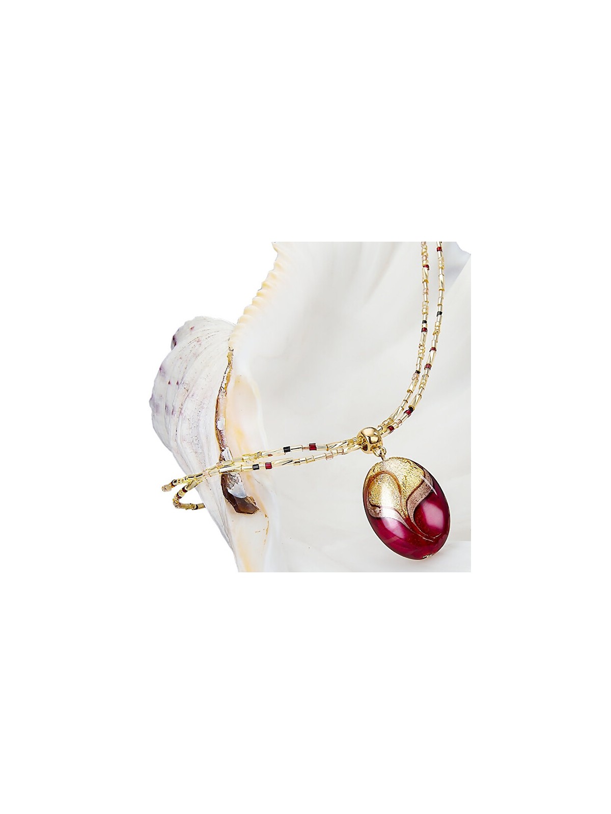 Lampglas Elegante collana del Mar Rosso con perla Lampglas in oro 24 carati NP25 donna