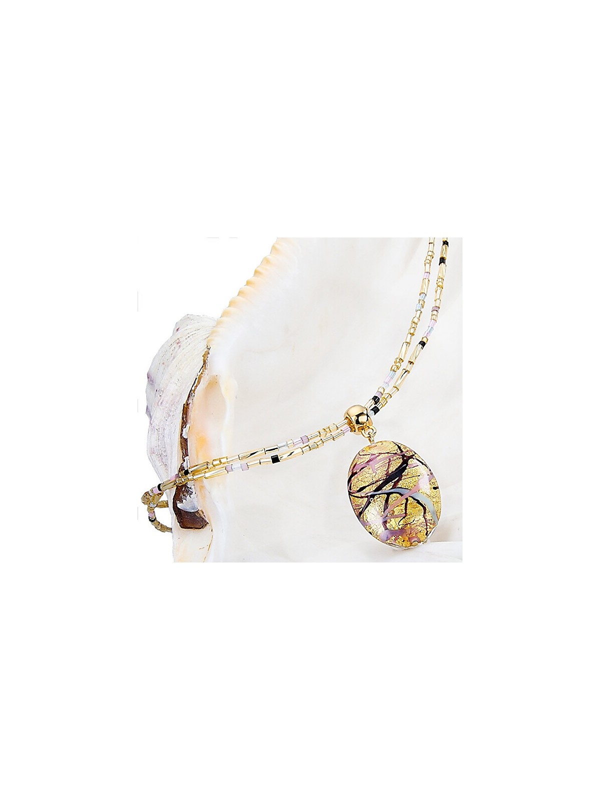 Lampglas Bellissima collana da donna Romantic Roots con perla Lampglas e oro 24 carati NP13 donna