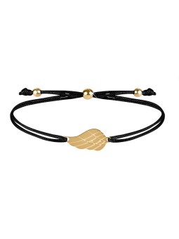 Troli Bracciale a cordoncino con ala d'angelo nero/oro donna