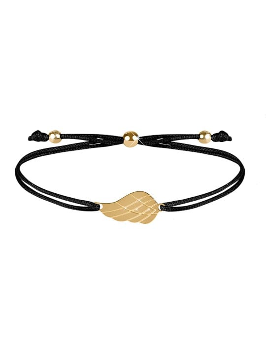 Troli Bracciale a cordoncino con ala d'angelo nero/oro donna