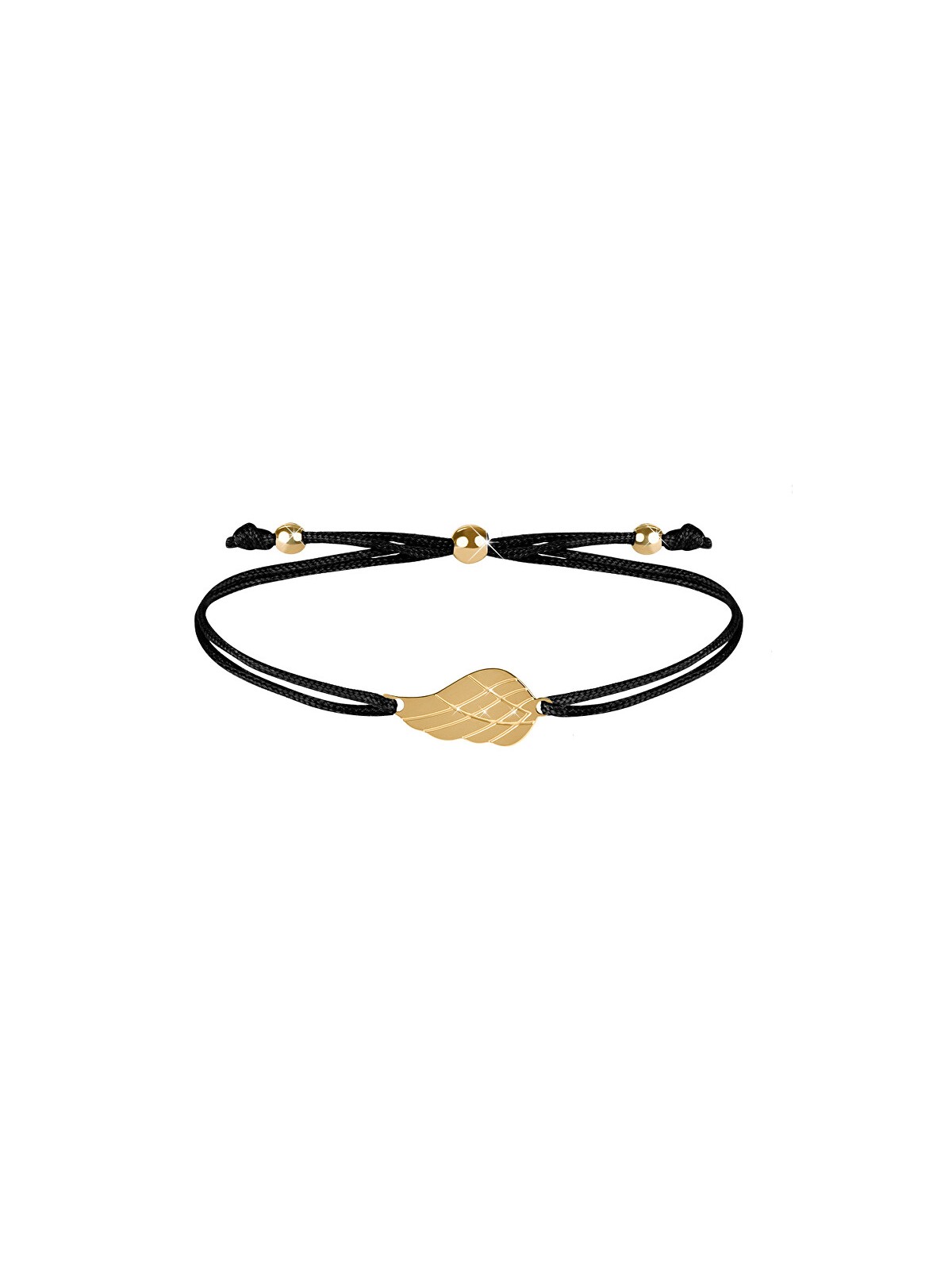 Troli Bracciale a cordoncino con ala d'angelo nero/oro donna