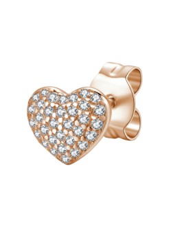 Rosato Orecchini singoli in bronzo a forma di cuore con zirconi Story RZO047 donna